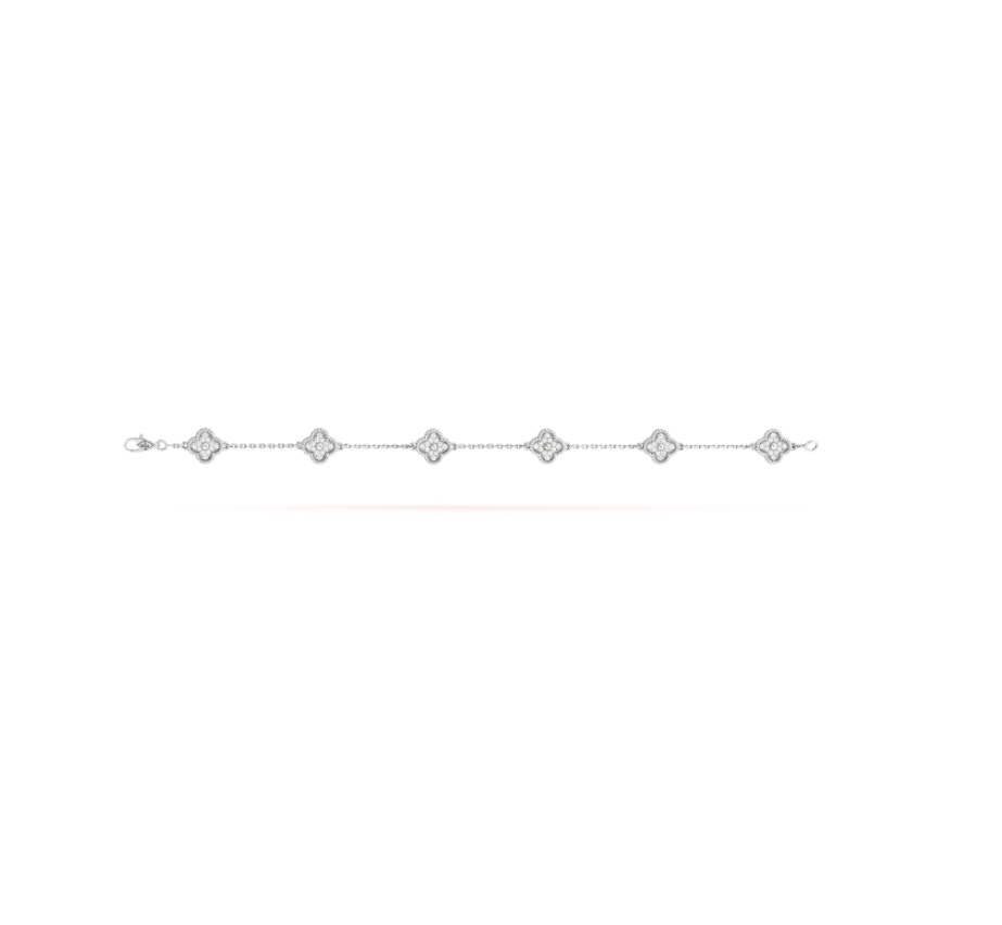 [Rose Tomorrow]CLOVER 6 MOTIF SILVER DIAMOND BRACELET