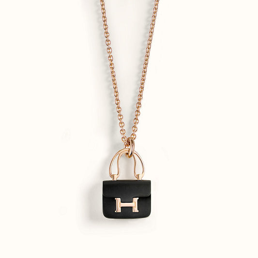 [Rose Tomorrow]CONSTANCE BLACK PEDANT PINK GOLD NECKLACE