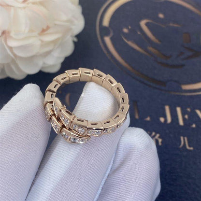 [Rose Tomorrow]SERPENTI RING PINK GOLD DIAMOND PAVED 4MM