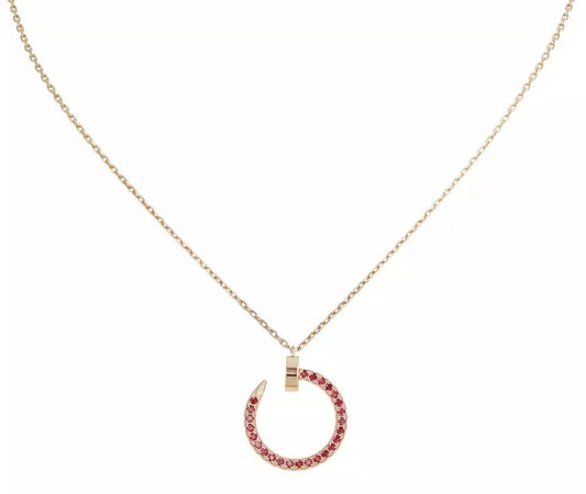 [Rose Tomorrow]JUSTE NECKLACE GOLD RED DIAMONDS