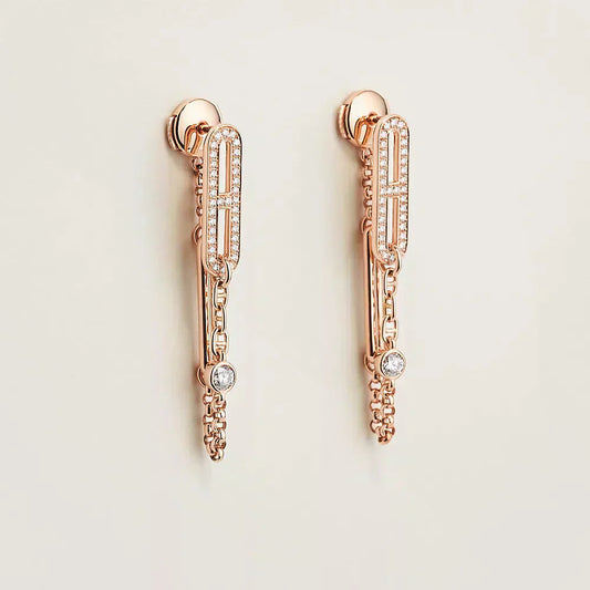 [Rose Tomorrow]CHAINE CHAOS DIAMOND DROP EARRINGS