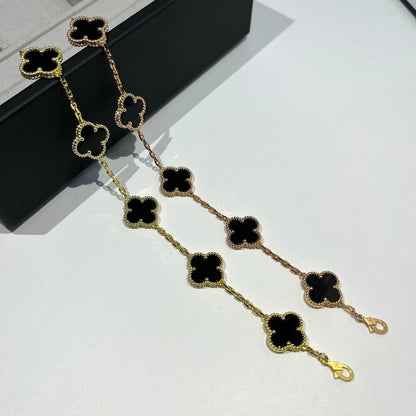 [Rose Tomorrow]CLOVER  5 MOTIFS BLACK ONYX BRACELET