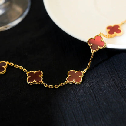 [Rose Tomorrow]CLOVER 5 MOTIFS RED AGATE  BRACELET