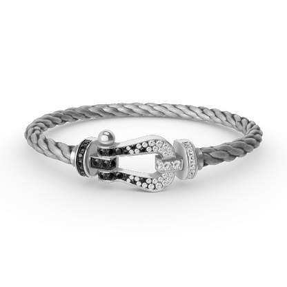 [Rose Tomorrow]FORCE LARGE HORSESHOE BLACK WHITE DIAMOND BRACELET SILVER