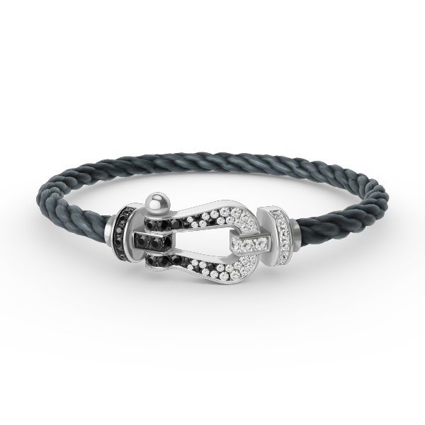 [Rose Tomorrow]FORCE LARGE HORSESHOE BLACK WHITE DIAMOND BRACELET SILVER