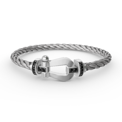 [Rose Tomorrow]FORCE LARGE HORSESHOE BLACK DIAMOND BRACELET SILVER