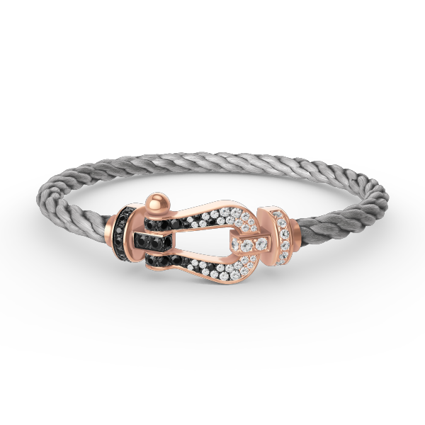 [Rose Tomorrow]FORCE LARGE HORSESHOE BLACK WHITE DIAMOND BRACELET ROSE GOLD