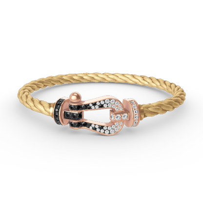 [Rose Tomorrow]FORCE LARGE HORSESHOE BLACK WHITE DIAMOND BRACELET ROSE GOLD