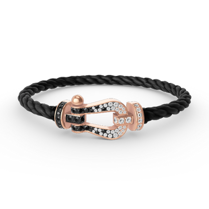 [Rose Tomorrow]FORCE LARGE HORSESHOE BLACK WHITE DIAMOND BRACELET ROSE GOLD