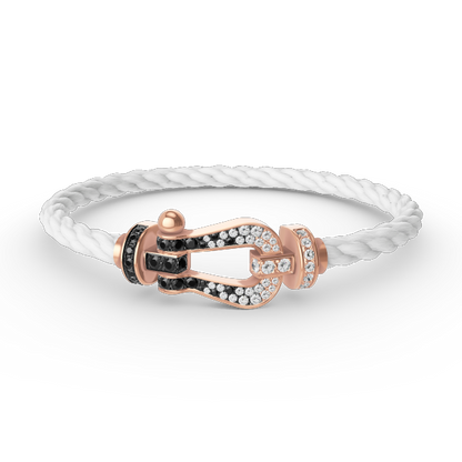 [Rose Tomorrow]FORCE LARGE HORSESHOE BLACK WHITE DIAMOND BRACELET ROSE GOLD