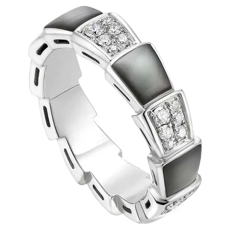 [Rose Tomorrow]SERPENTI RING SILVER DIAMOND BLACK MOP 4MM