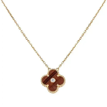 [Rose Tomorrow]CLOVER 15MM DIAMOND AND YELLOW TIGER'S EYE AGATE necklace