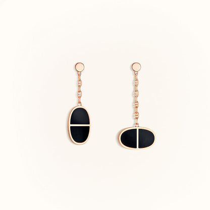 [Rose Tomorrow]CHAINE VERSO BLACK CERAMIC EARRINGS