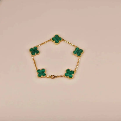 [Rose Tomorrow]CLOVER 5 MOTIFS MALACHITE BRACELET