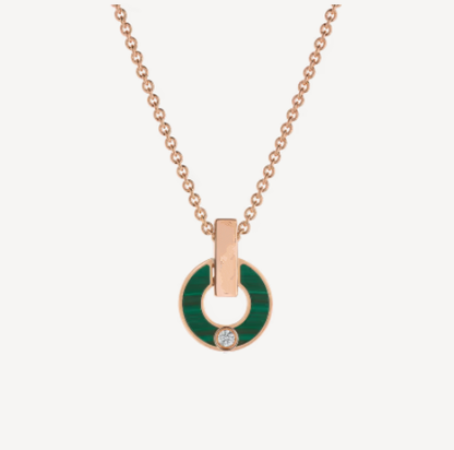 [Rose Tomorrow]GARI NECKLACE PINK GOLD MALACHITE