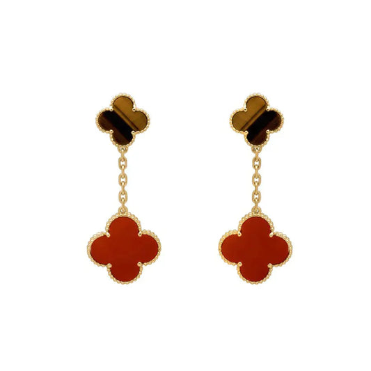 [Rose Tomorrow]CLOVER  2 MOTIF  TIGER EYE CARNELIAN EARRINGS