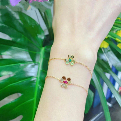 [Rose Tomorrow]FRIVOLE GOLD FLOWER PINK MALACHITE BRACELET