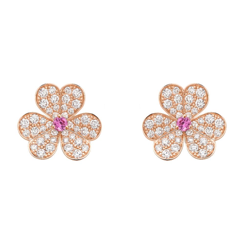 [Rose Tomorrow]FRIVOLE PINK GOLD FLOWER DIAMOND EARRINGS