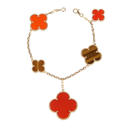 [Rose Tomorrow]CLOVER BRACELET 5 MOTIFS CARNELIAN TIGER EYE