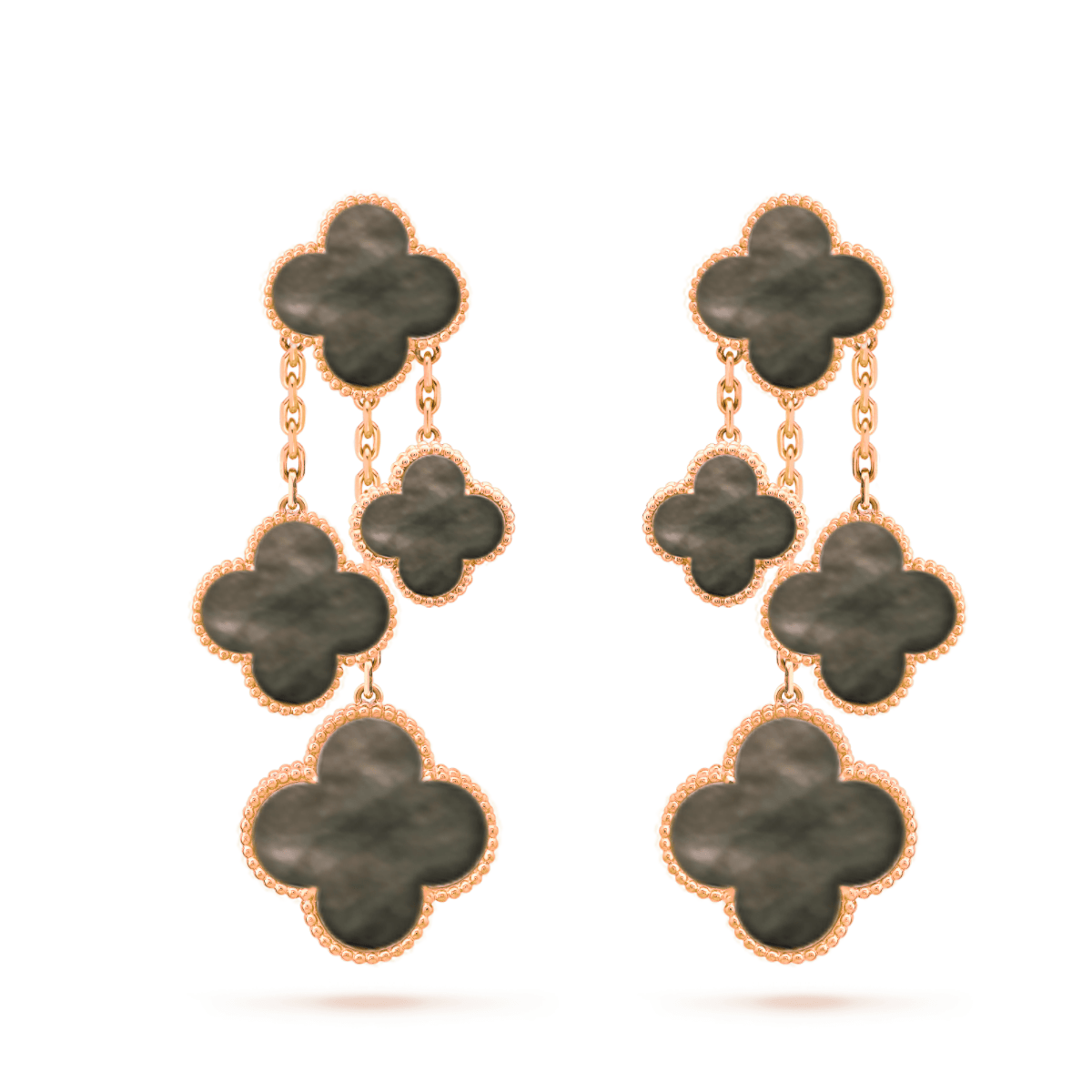 [Rose Tomorrow]CLOVER EARRINGS DARK MOP 4 MOTIFS ROSE GOLD