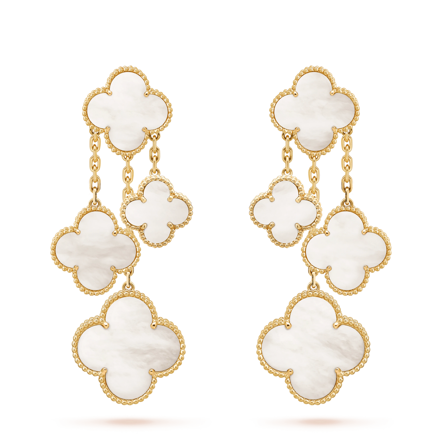 [Rose Tomorrow]CLOVER EARRINGS WHITE MOP 4 MOTIFS GOLD