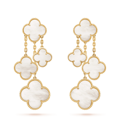 [Rose Tomorrow]CLOVER EARRINGS WHITE MOP 4 MOTIFS GOLD