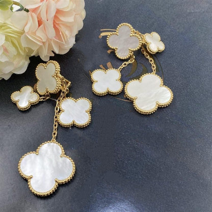 [Rose Tomorrow]CLOVER EARRINGS WHITE MOP 4 MOTIFS GOLD