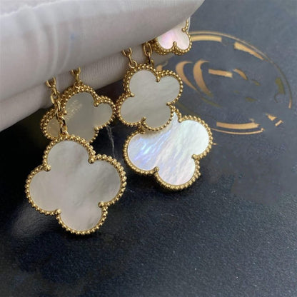 [Rose Tomorrow]CLOVER EARRINGS WHITE MOP 4 MOTIFS GOLD