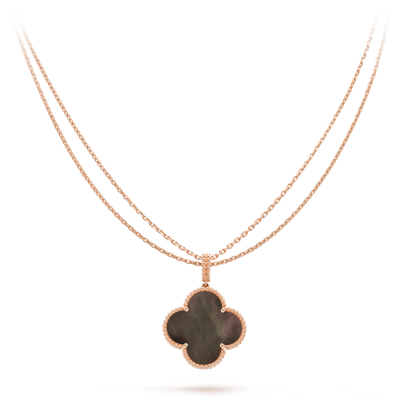 [Rose Tomorrow]CLOVER 25MM GOLD DARK MOP BIG CLOVER NECKLACE