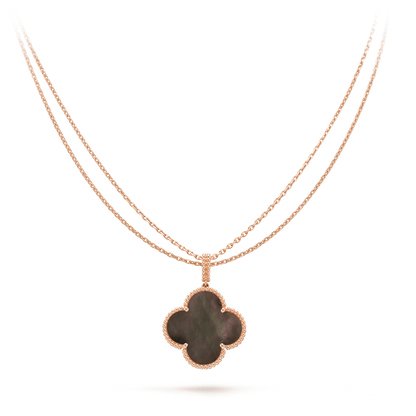 [Rose Tomorrow]CLOVER 25MM GOLD DARK MOP BIG CLOVER NECKLACE