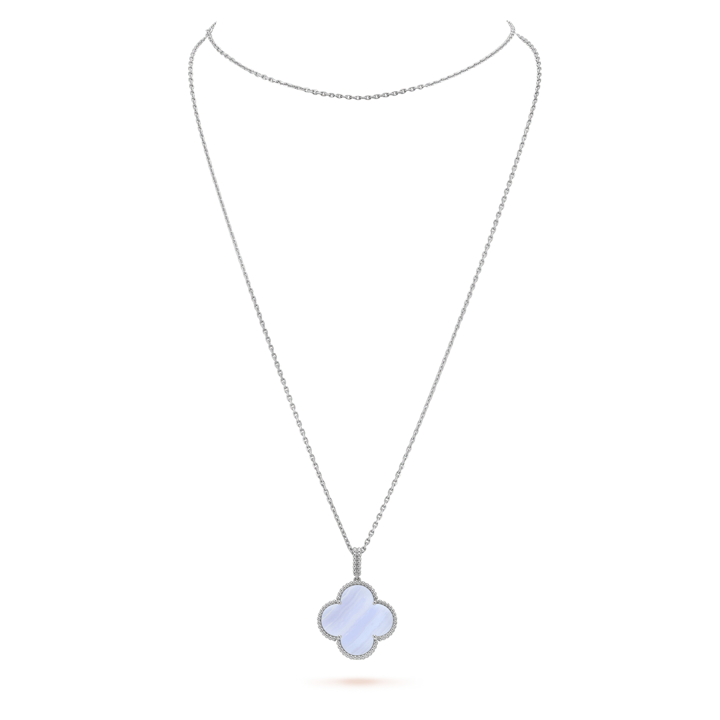 [Rose Tomorrow]CLOVER SILVER CHALCEDONY BIG CLOVER NECKLACE