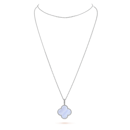 [Rose Tomorrow]CLOVER SILVER CHALCEDONY BIG CLOVER NECKLACE