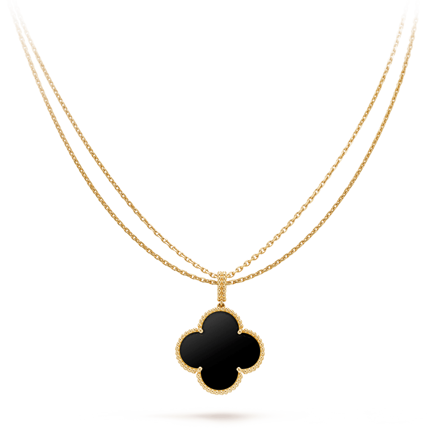 [Rose Tomorrow]CLOVER 25MM GOLD ONYX BIG CLOVER NECKLACE