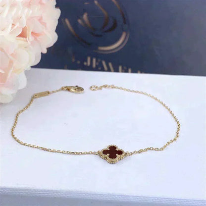 [Rose Tomorrow]CLOVER  CARNELIAN SINGLE FLOWER BRACELET