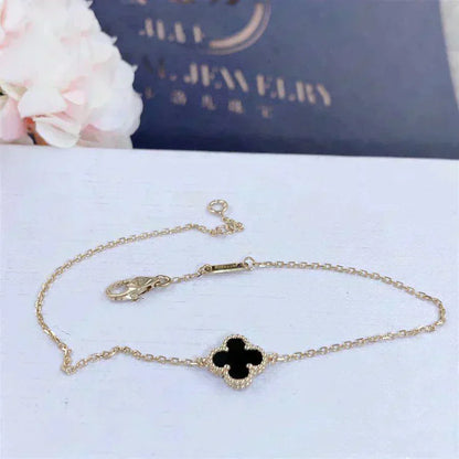 [Rose Tomorrow]CLOVER ONYX SINGLE FLOWER BRACELET