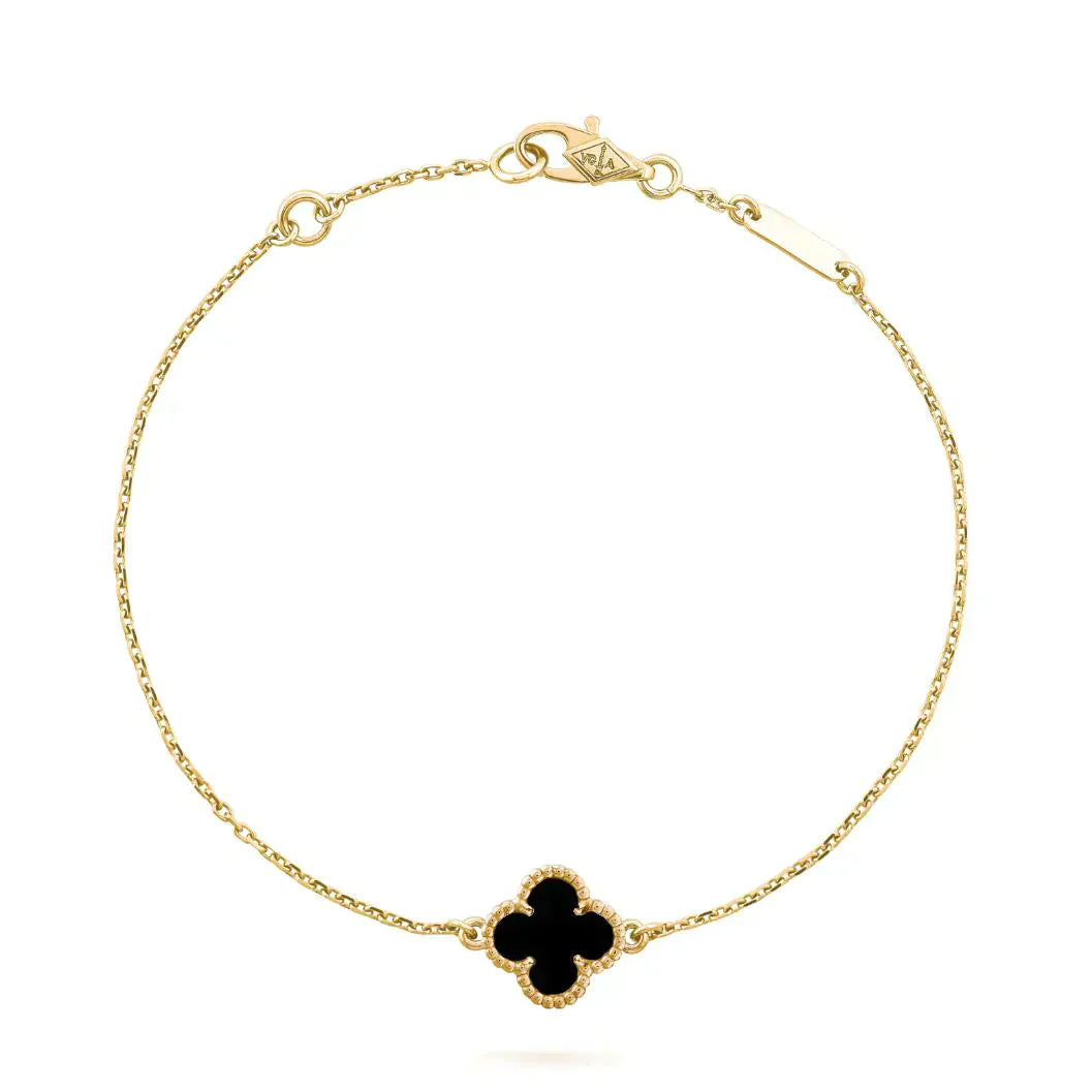 [Rose Tomorrow]CLOVER ONYX SINGLE FLOWER BRACELET