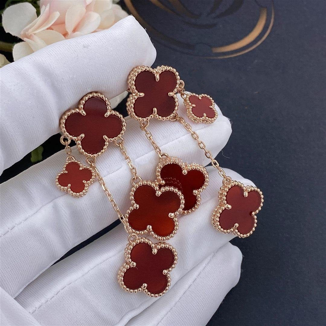 [Rose Tomorrow]CLOVER EARRINGS CARNELIAN 4 MOTIFS PINK GOLD