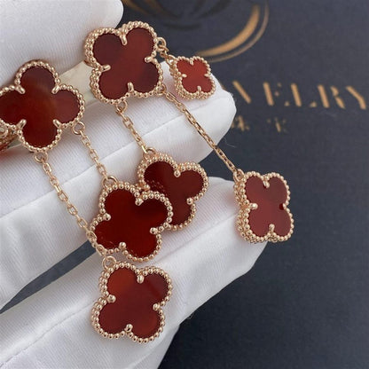 [Rose Tomorrow]CLOVER EARRINGS CARNELIAN 4 MOTIFS PINK GOLD