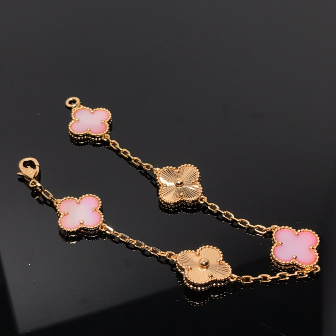 [Rose Tomorrow]CLOVER BRACELET 5 MOTIF PINK AND PINK GOLD