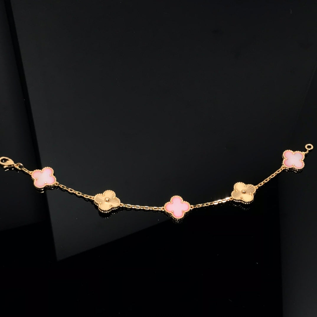 [Rose Tomorrow]CLOVER BRACELET 5 MOTIF PINK AND PINK GOLD