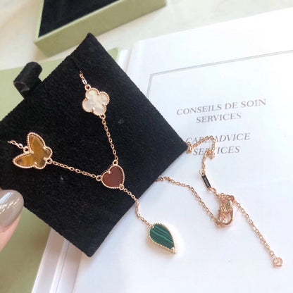 [Rose Tomorrow]LUCKY SPRING 4 MOTIFS ROSE GOLD NECKLACE