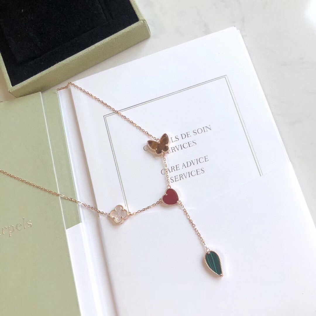 [Rose Tomorrow]LUCKY SPRING 4 MOTIFS ROSE GOLD NECKLACE