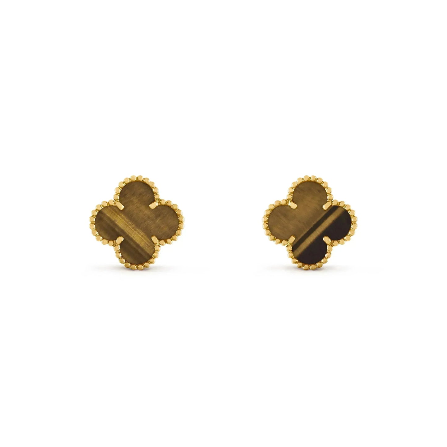 [Rose Tomorrow]CLOVER MEDIUM 1 MOTIFS TIGER EYE EARRINGS