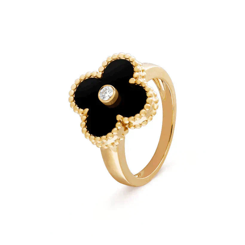 [Rose Tomorrow]CLOVER ONYX RING GOLD DIAMOND