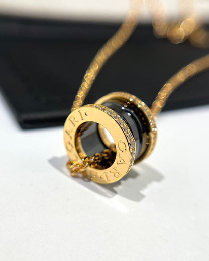 [Rose Tomorrow]ZERO 1 BLACK CERAMIC DIAMOND PINK GOLD NECKLACE