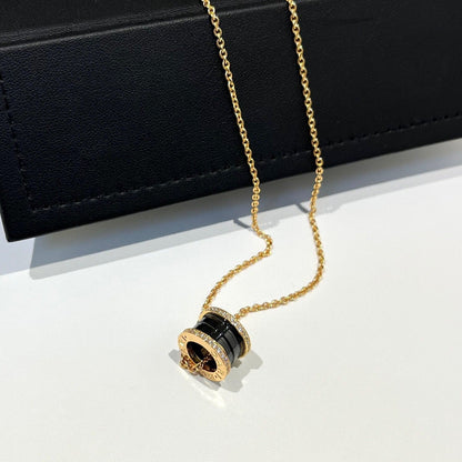 [Rose Tomorrow]ZERO 1 BLACK CERAMIC DIAMOND PINK GOLD NECKLACE